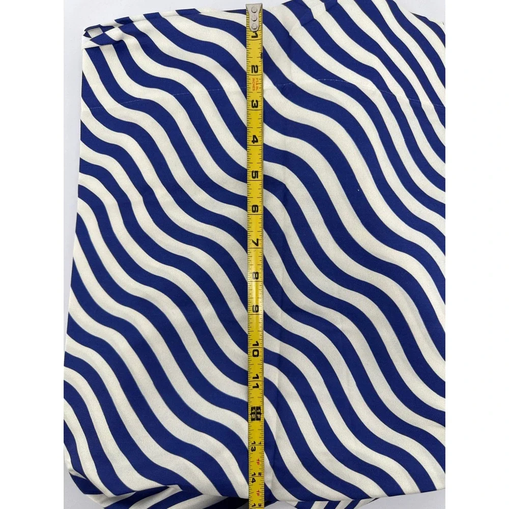 Ambesonne Window Curtains 2-Panel Set Blue White Wavy Stripe 56x63 Rod Pocket